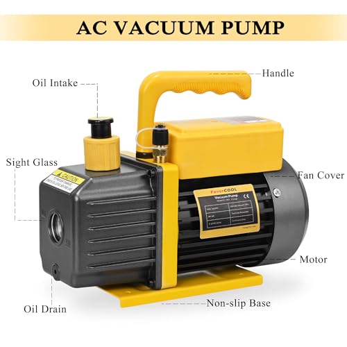 Image of 3.6 CFM Vacuum Pump, 110V 1 /4 HP Single Stage Rotary Vane HVAC Air Vacuum Pump, AC Refrigerant Recharging for R134a R410a R22 Systems, Vacuum Pump Automotive, 300ml Oil Included