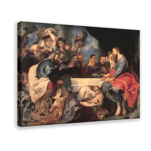 Impression sur toile du Christ à Simon par Rubens - Tableau de décoration murale 61x91,4 cm
