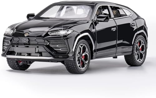 Image of Model Car Zinc Alloy Pull Back Toy Diecast Toy Cars with Openable Doors, Sound and Light for Kids Boy Girl Gift (1:24 Lamborghini Urus-Black)