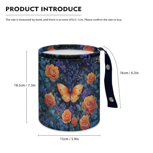 Image of Collapsible Accessories Butterfly Flower Trash Can Hanging Portable Dustbin Bin for Back Seat, Front Console, Floor, or Hanging Headrest Waste Basket