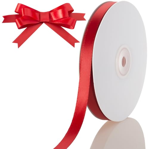 CUQIG 3/8 Inch Red Ribbon 50Yards Perfect for Gift Wrapping