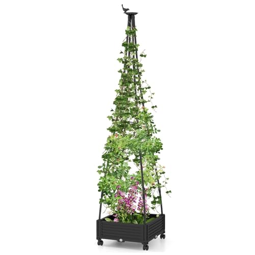 Jardinière à roulettes de 200 cm avec treillis pour sublimer votre jardin