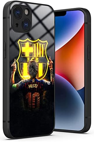 ROSAGOOD for iPhone 14 Plus Case 6.7", Soft Shockproof Bumper and Crystal Acrylic Protective Cover with Sports Pattern (17-Messi-10-Soccer)