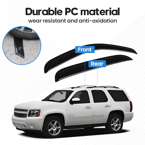 Image of Tahoe Rain Guards - Window Visors for 2007-2014 Chevy Tahoe /GMC Yukon, Out-Channel Side Window Rain Guards for Tahoe Accessories, 4PCS, Black, Car Accessories