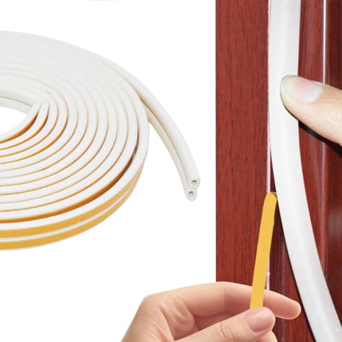 隙間テープ すきま風防止テープ コーキング 防風テープ ドアの隙間防風 窓サッシの隙間 隙間テープ 遮音テープ 防寒・省エネ 遮音 気密性向上 幅調節可能 防虫・防塵 (ホワイト - 10m) 別々に使用できます 9mm幅×5メートル×2枚