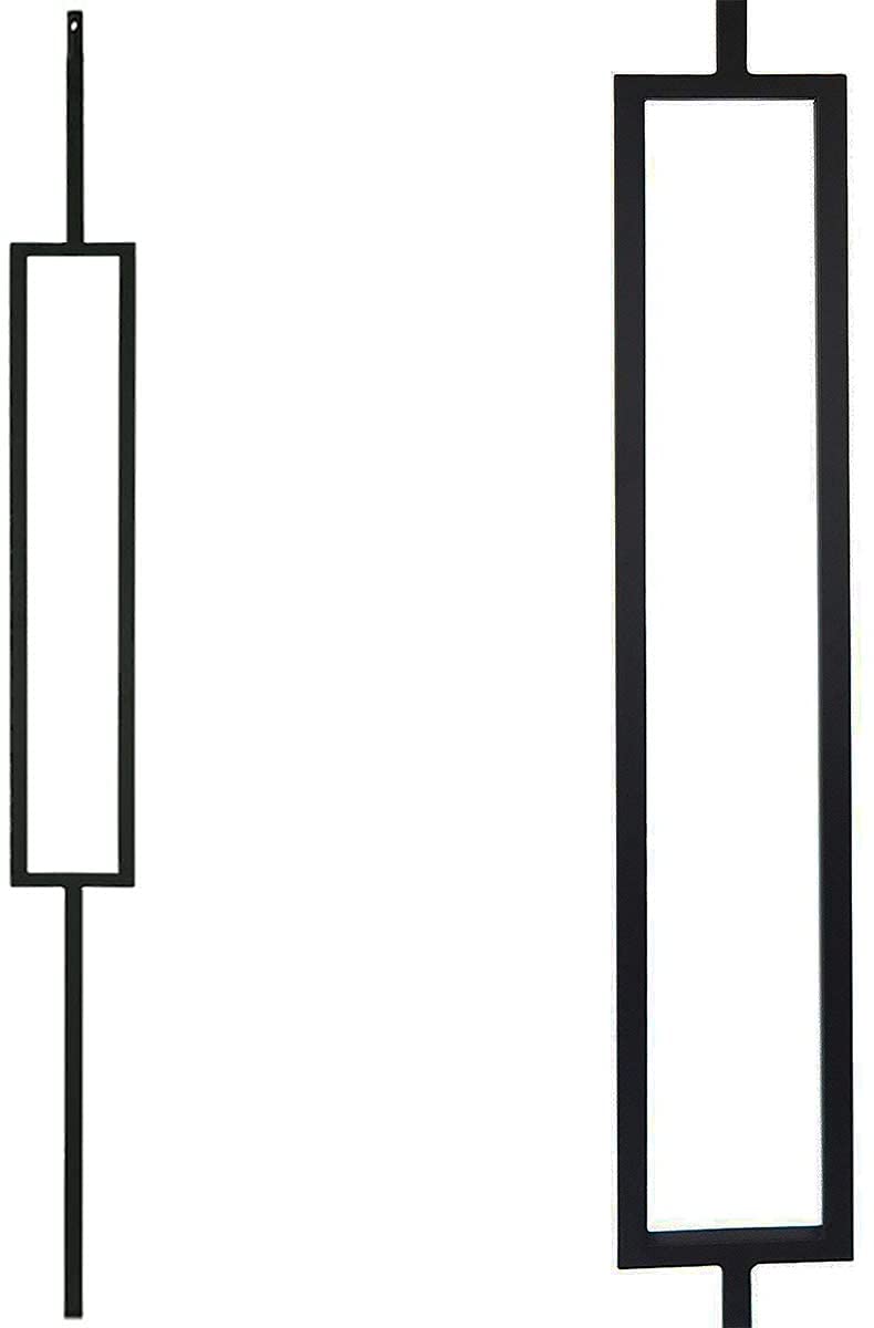 Iron Staircase/Railing Baluster - Rectangle 1/2inch Bar (Set of 5) Stain Black Hollow- Square Wrought Iron Contemporary Stair Baluster Spindle 9089CS 1/2inch x 44inch