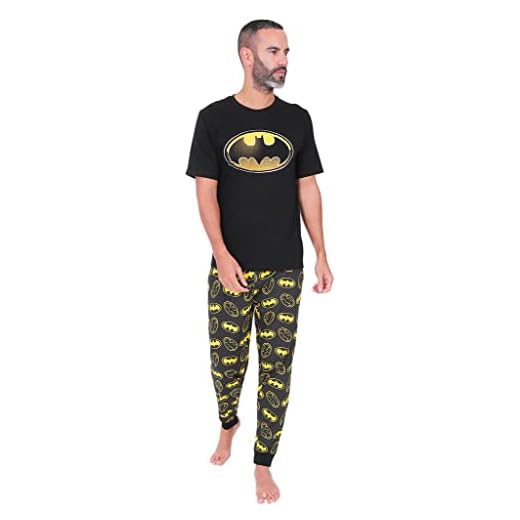 Batman Pijama de algodón con el Personaje, Tallas de M a 5XL para Hombre Negro XL
