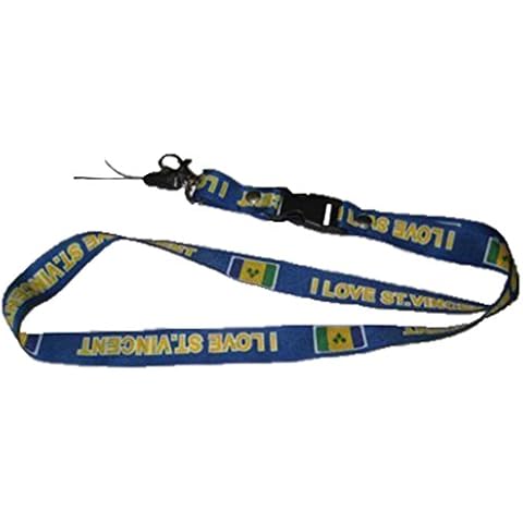 Lanyard Neck Strap Necklace Key Chain Card Badge Holder – America (1-Pack, Country: St Vincent) Cover