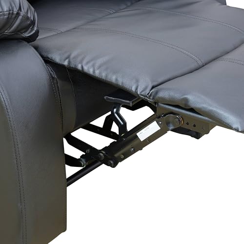 Image of Leather Recliner Loveseat Set, Comfortable Power Leather Sectional Set with USB Charging Port, Modern Ergonomic Spacious Sectional Couch for Living Room, Apartment, Home Theater, Black