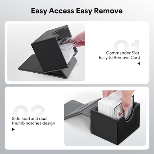 Image of ZLCA MTG Commander Deck Box, Card Deck Box for Trading Card, Holds 110+ Double Sleeved Cards Fits for Magic Cards TCG CCG (Black)