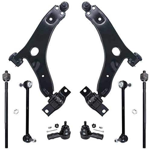 Image of Detroit Axle - 2.0L Front End Suspension Kit for 2006-2007 Ford Focus, 2 Lower Control Arms + Ball Joints 2 Struts 4 Tie Rods 2 Sway Bars Replacement - 10pc Set