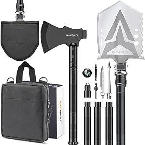 Sahara Sailor Survival Axe, 24-in-1 Survival Gear Equipment High Carbon Steel Survival Shovel Camping Shovel with…