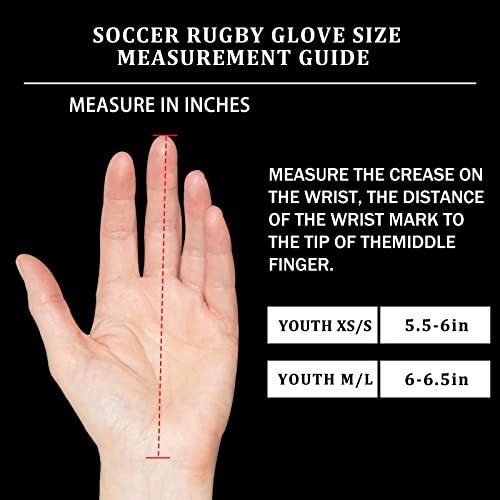 GOWISDOM Youth Football Gloves, Kids Football Receiver Gloves Super Sticky Silicone Flag Football Gloves for Boys Girls, Black White - Thumbnail 5