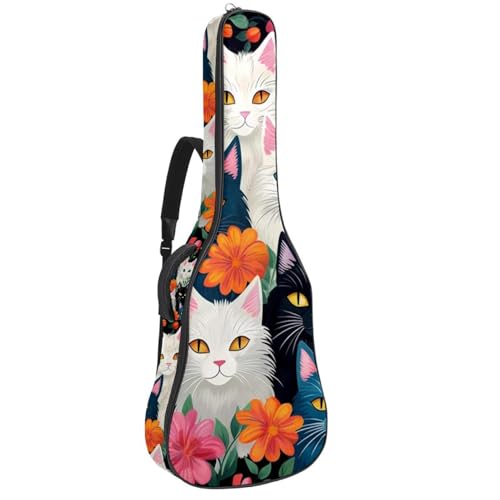 Sac pour guitare acoustique imprimé chat coloré, le cadeau idéal pour les musiciens passionnés