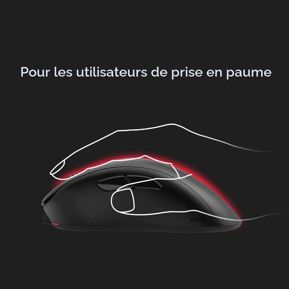 BenQ Zowie EC3-CW Souris de Jeu Ergonomique sans Fil pour Esports | Récepteur amélioré | Roue de défilement à 24 Niveaux | sans conducteur | Revêtement Noir Mat | Petite Taille
