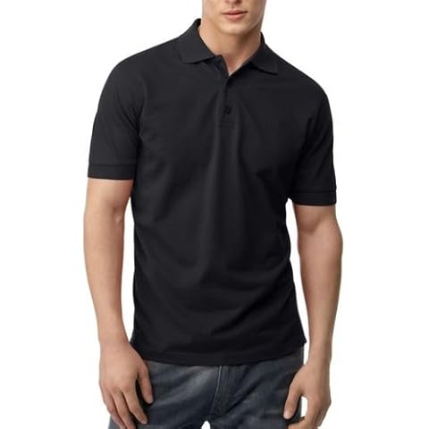Large Black Quality Polo Shirts with Front Placket and Button Ideal for Work wear or Casual wear Cover