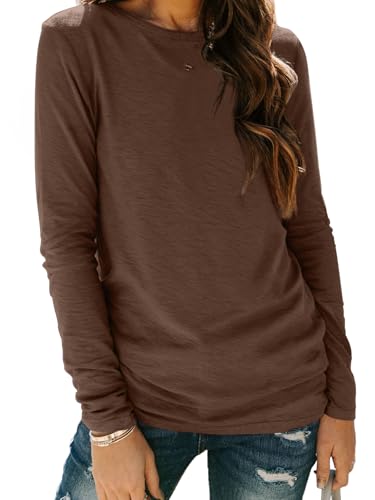 Image of AUTOMET Women's Long Sleeve Crewneck Shirts Casual Basic Tops