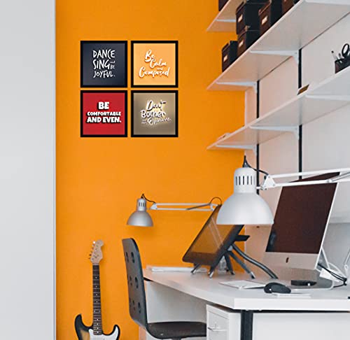 Image of ArtX Paper Motivational Quotes Be Calm Wall Art Painting, Framed Paintings For Home Office Decor 20 X 20 inches (Combined), 10.0 X 10.0 each, Multicolor Posters With Frame, Set of 4