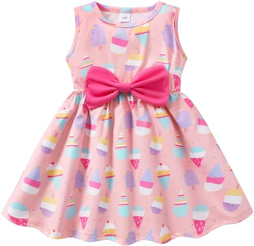 RETSUGO Little Girl A-Line Dresses Bowknot Dress for Baby Girls Casual Toddler Girl Dresses for Party Girl Dress 1-8 Years