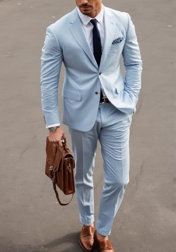 Men's Slim Fit 2-Piece Suits Business Formal Blazer Jacket Pant for Wedding Tuxedo Set2