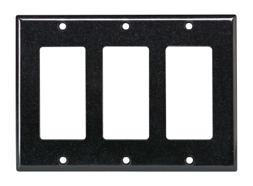 Image of Leviton 3-Gang Decora /GFCI Device Wallplate, Standard Size, Thermoset, Device Mount, 80411-E, Black