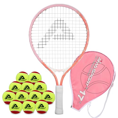 AMA SPORT Raqueta de Tenis Infantil 17" con Pelotas