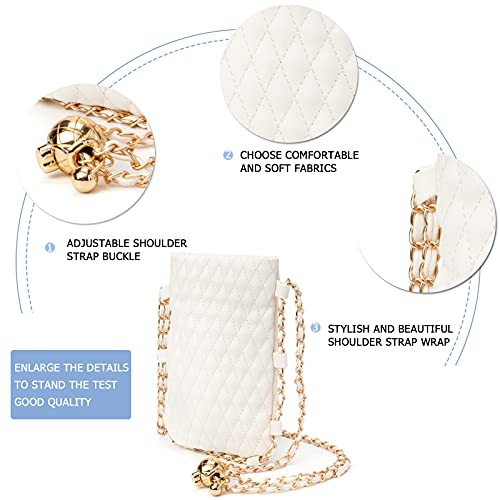 Image of myfriday Mini Quilted Crossbody Purse, Chain Strap Summer Shoulder Bag | Metal ball chain adjuster, snap closure and lightweight phone pouch add cute summer carry for holidays and shopping