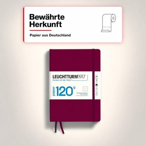 LEUCHTTURM1917 363535 Carnet 120 g/m² Paper Edition, couverture rigide, Medium (A5), Port Red, pointillés – vue 7