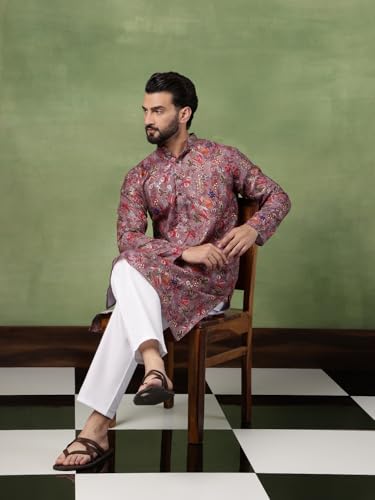 Image of SOJANYA (Since 1958 Men's Cotton Floral Print Long Kurta