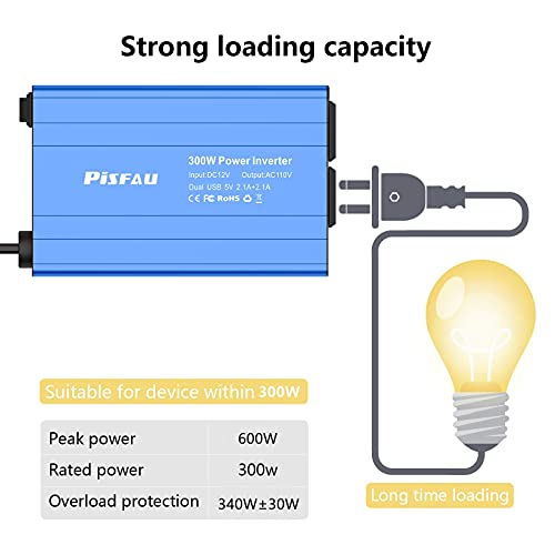 300W Power Inverter 12V Dc To 110V Ac Car Plug Adapter Outlet Converter With 4.2A Dual Usb Ac Car Charger For Laptop Computer,Road Trip Essentials Camping Accessories #TOP5
