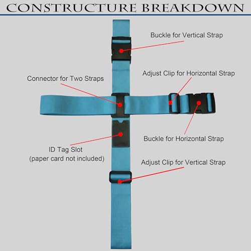 Image of Cross Luggage Straps for Suitcase Plus Luggage ID Slot Heavy Duty Adjustable