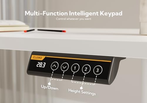 Claiks Electric Standing Desk, Adjustable Height Stand up Desk, 63x24 Inches Sit Stand Home Office Desk with Splice Board, White Frame/White Top — view 8
