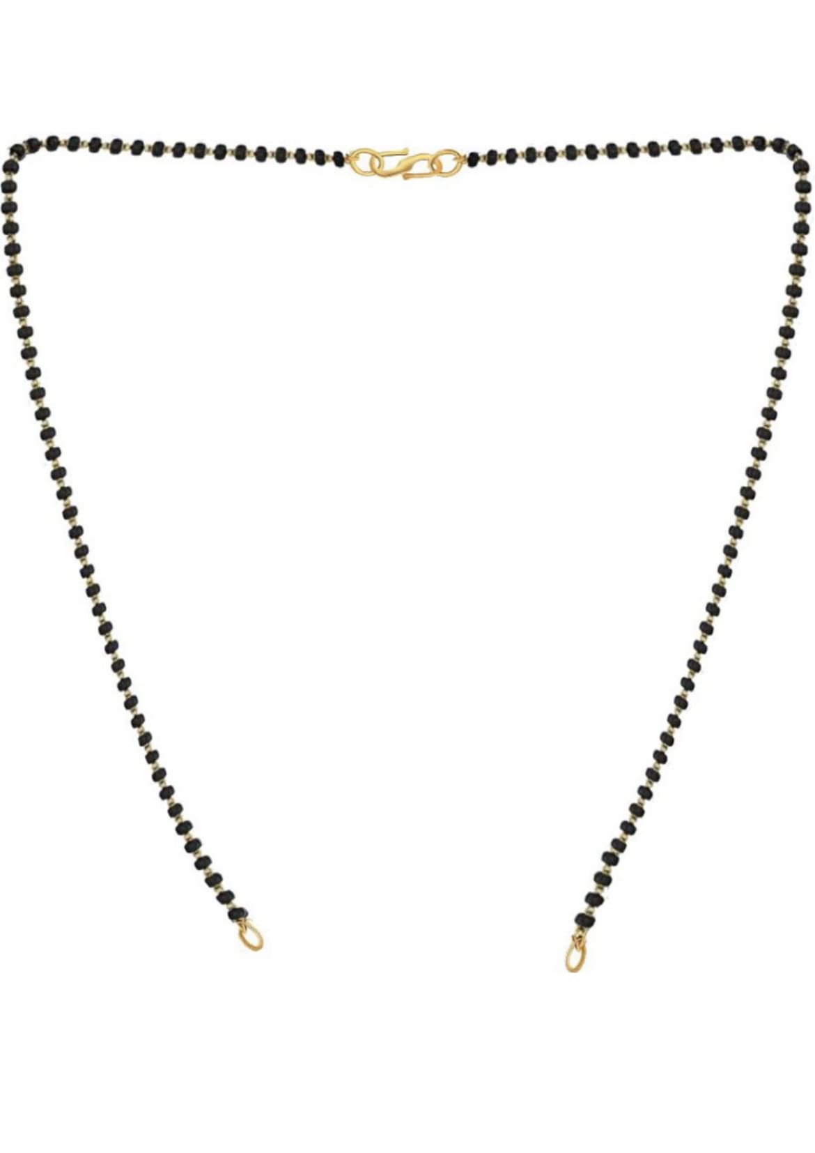 SMARNN 22K Gold Plated Rhinestone Pearl 30 Inches Single Line Simple Black Beads Long Mangalsutra Chain Dori Without Pendant For Women (30) (B0846M8N3P) Amazon Price History, Amazon Price Tracker