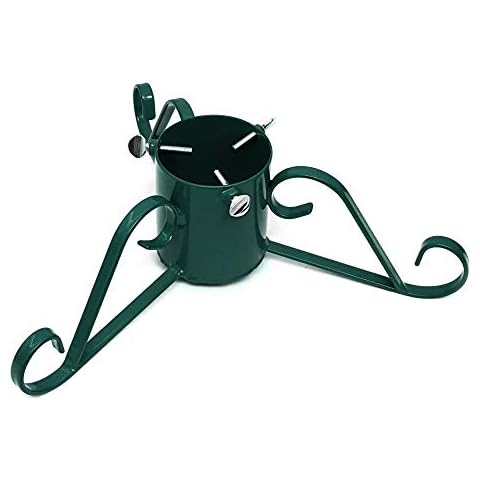 Holly International Traditional Christmas Tree Stand with Metal Scroll Legs 4" Green, up to 7ft Trees Cover