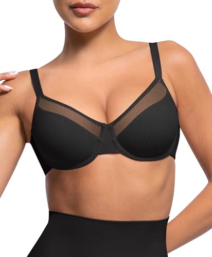Lover-Beauty Minimizer Bras for Women Full Coverage Unlined Underwire Bras Plus Size Lifting Bra for Heavy Breast, Black 34D