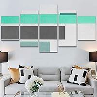 SIGNWIN 5 Panel Canvas Wall Art Abstract Colorful Geometric Hallway Minimalist Mixed Media Multicolor Patterns for Home Decorations Ready to Hang - 60