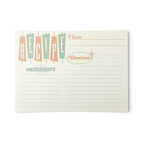 Retro Recipe Cards from Dashleigh, 48 Cards, 4x6 inches, The Gift Collection, Blank, Water-Resistant and Double-Sided