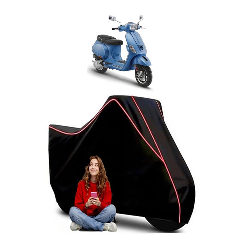 Image of SXL 150 BS6 Scooty Bike Cover Water Resistant Outdoor Use Universal Fit Scooters Motorcycles Heavy Duty UV Protection Dust Rain Scratch Resistant Elastic Bottom Black Blue Piping