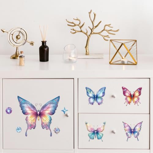 Peacoblue Rub on Transfer Sticker for Furniture Crafts Decor 6"x12" Colorful Glitter Butterfly - Image 4