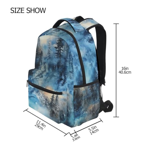 Sac à dos école arbres bleus avec compartiment ordinateur pour ados - 4