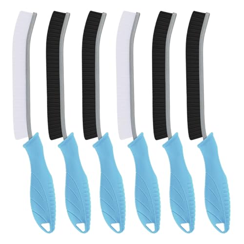 Image of TQRR Hard Bristle Crevice Cleaning Brush-Thin Gap Scrub Brush, Small Cleaning Brush, Grout Brush, Kitchen Brush, Cleaning Tools for Toilet, Bathroom, Sink, Home, Household, Window (6, Light Blue)