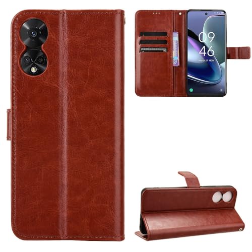 Kukoufey Flip Leathe Case Compatible with TCL 50 5G T613P T613K Cell Phone Protective Case Brown