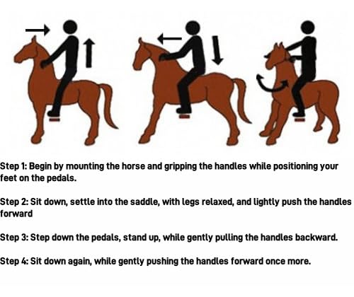 UFREE Horse Action Pony, Ritt auf Spielzeug, mechanisch bewegendes Pferd, Kinderwagen für Kinder von 4 bis 9 Jahren, mittelgroß, Höhe 93 cm (brauner Körper, Schwarze Mähne & Schwanz)