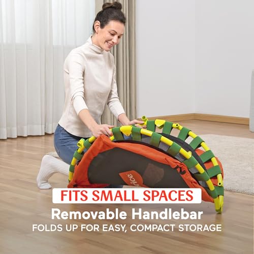 Image of Fisher-Price 3-Foot Mini Trampoline, WonderJump 36-Inch Round Indoor Toddler Kids Trampoline with Stabilizing Handlebar