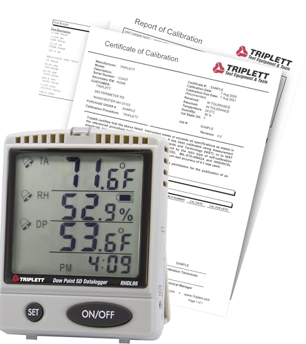 Image of Triplett RHDL95 Temperature /Humidity /Dew Point Indoor Air Quality Monitor with SD Card Datalogger and Certificate of Traceability to NIST