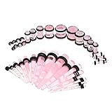 Milageto 32 Piezas Kit de Expansores para Orejas Tapones Acrílicos Túneles y Joyería con O- Material Acrílico Adecuado para Piercings y Regalo
