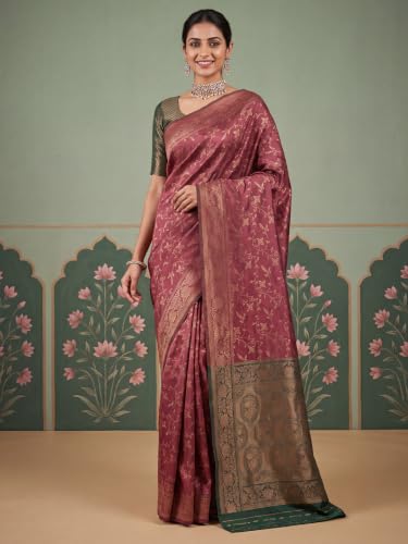 Image of AKHILAM Women's Multicolor Litchi Silk Ethnic Motif Print Saree With Unstitched Blouse Piece|sarees for women | litchi silk sarees