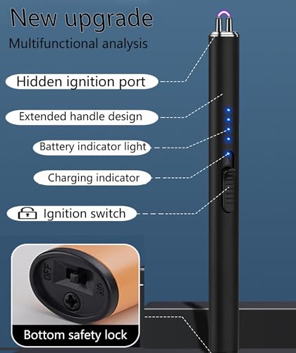 Encendedor eléctrico flameless recargable USB negro miniatura 6