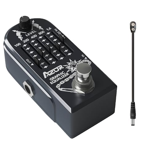 AZOR Guitar Pedal 6 Band Graphic EQ Effects Pedal with Guitar Pedal Power Cable