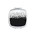 Flappg White Music Notes Black Mirror Square Portable Hand Pocket Makeup